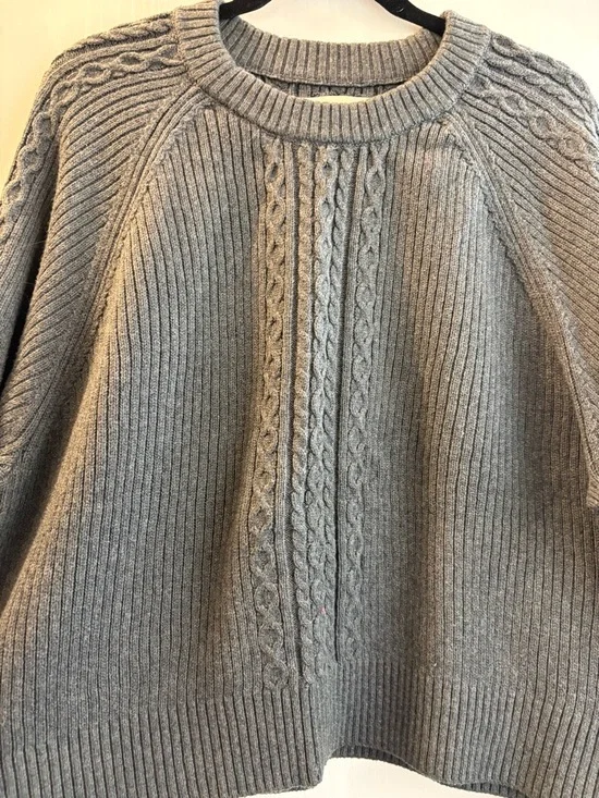 LOFT Gray Ribbed Knit Crewneck Sweater NWOT - Picture 2 of 5